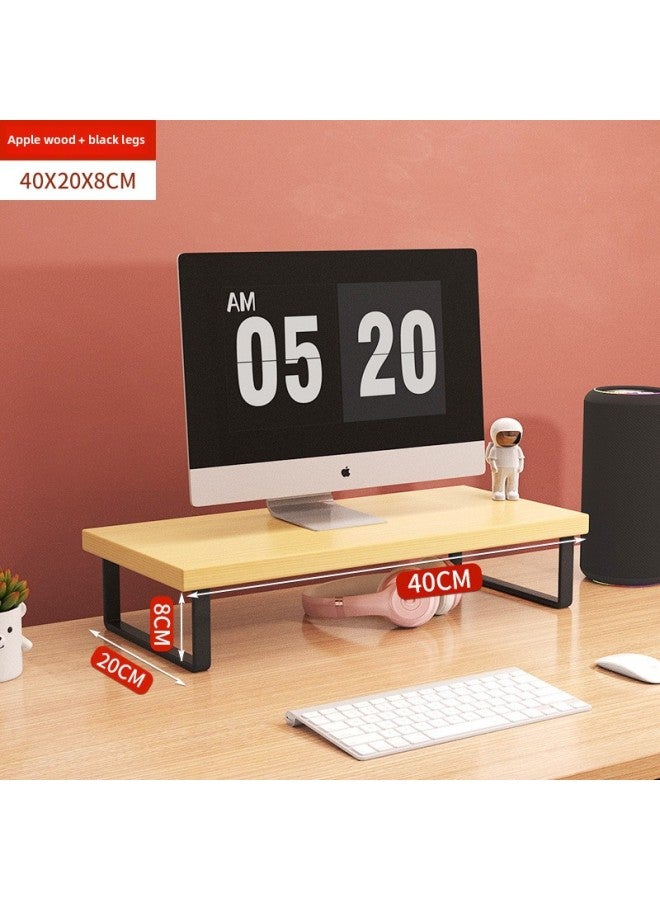 Monitor Elevating Rack Desktop Computer Display Screen Base Elevating Stand Desktop Keyboard Holder-Color:Apple Wood + Black Legs (40*20*8cm)